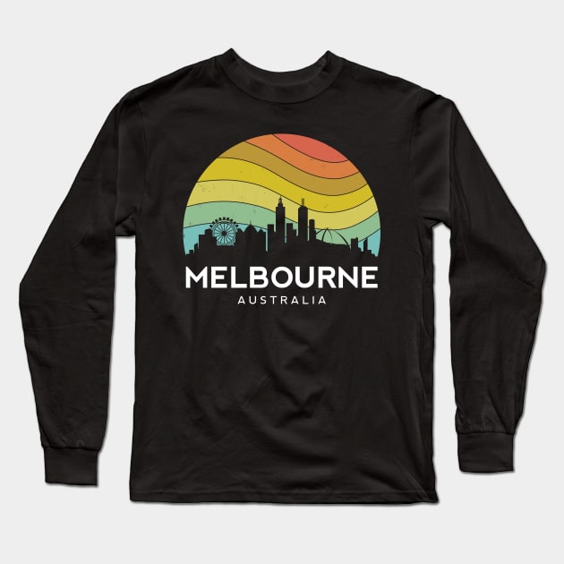 Melbourne Australia Retro Vintage Flag Outback Kangaroo Mate Long Sleeve T-Shirt by Shirtsurf